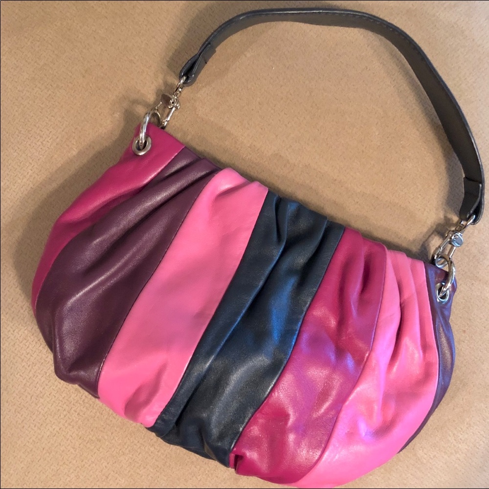 Vintage The Limited pink navy stripe mini handbag